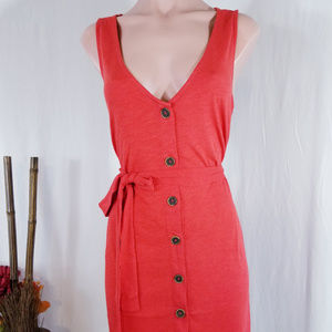 Sanctuary Red Lava Button Front Tie Petite Dress